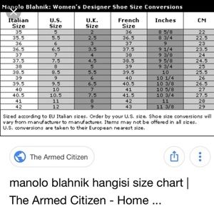 Manolo blahnik shoe size chart Clearance